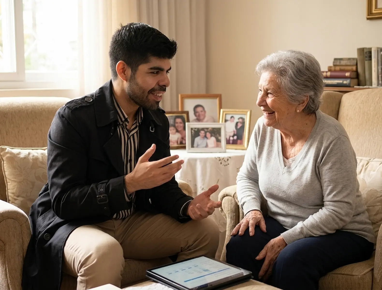 Adulto mayor recibiendo asesoría